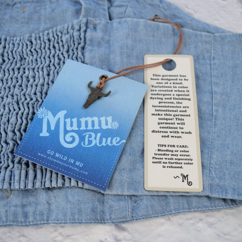 NWT Show Me Your Mumu Adeline Chambray Crop Top M - Picture 5 of 9